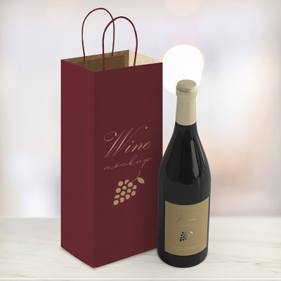 Shopper per bottiglia vino WINE f.to 14x8,5x39,5 cm
