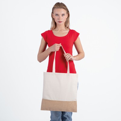 Borsa shopping in cotone e juta con logo