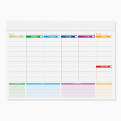 MINI PLANNING MULTICOLOR Testata cartoncino bianco Cod. Art. PA806
