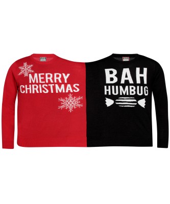 Maglione natalizio doppio Buon Natale/Bah Humbug per adulti - cod. RWCJ006 Maglione natalizio doppio Buon Natale/Bah Humbug per adulti - cod. RWCJ006