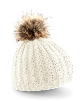 Berretto con pompon di pelliccia - cod. RWBC416