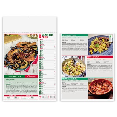 Calendario Illustrato mensile 12 fogli - Gastronomia cod. PA132