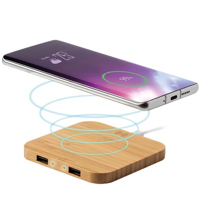 Base di ricarica wireless   in  bamboo - cod. PF259