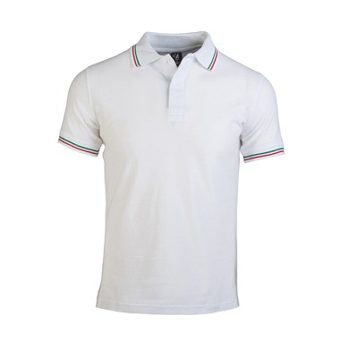 Polo mezza manica cotone piquet pettinato con profili tricolore - Polo italy cod. PM370