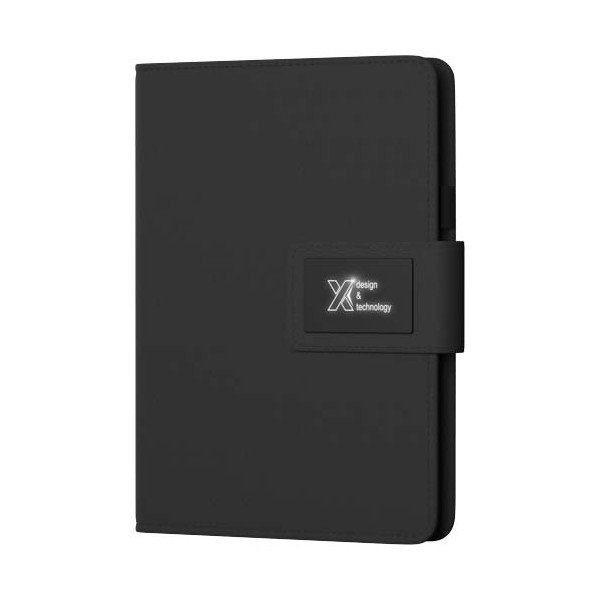 Blocco note con power bank luminoso SCX.design O16 in formato A5 - cod. P2PX011