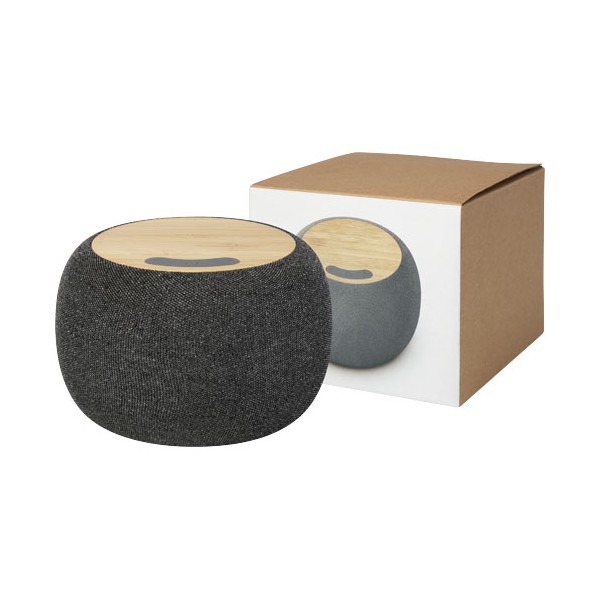 Speaker Bluetooth® con stazione di ricarica wireless in bambù/PET riciclato Ecofiber - cod. P124318