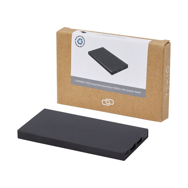 Power bank in alluminio riciclato da 5000 mAh Connect  - cod. P124349