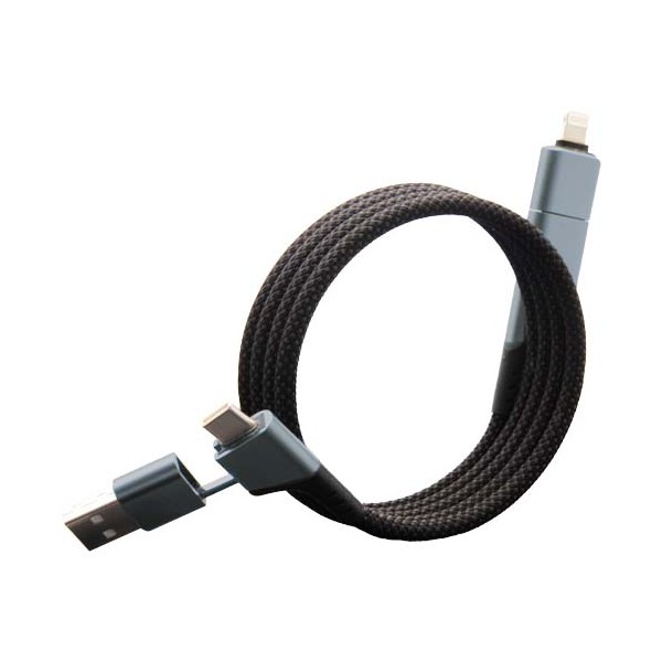 Cavo di ricarica magnetico ultraveloce 4 in 1 in PET riciclato da 100 W SCX.design C52  - cod. P2PX169