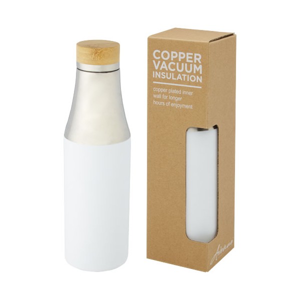 Borraccia termica in acciaio inossidabile con isolamento sottovuoto in rame e coperchio in bambù da 540 ml Hulan - cod. P100667