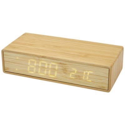 Caricabatterie wireless in bambù con orologio Minata