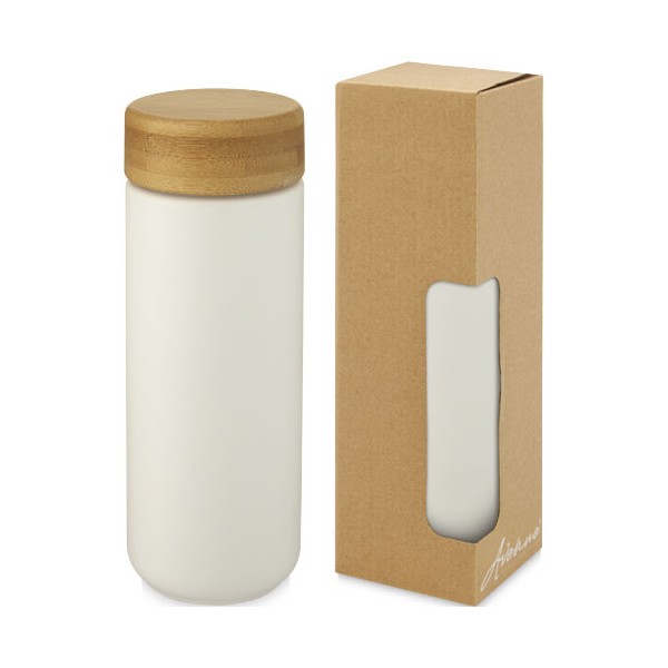 Bicchiere termico in ceramica con coperchio in bambù da 300 ml Lumi - cod. P100705