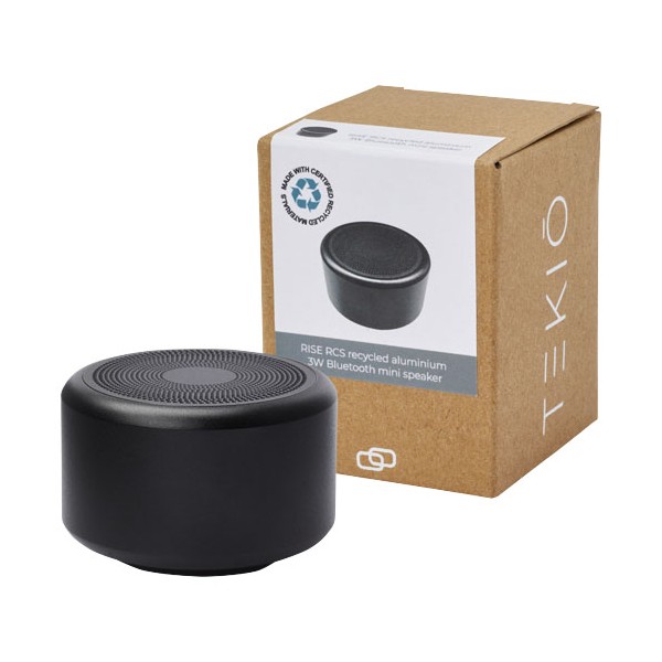 Mini speaker Bluetooth® in alluminio riciclato RCS da 3 W Rise  - cod. P124353