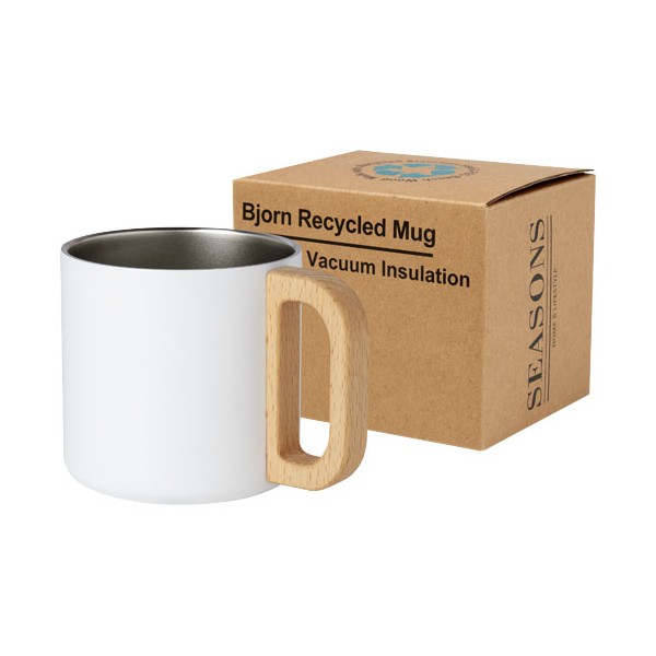 Tazza in acciaio inossidabile riciclato certificato RCS da 360 ml con isolamento sottovuoto in rame Bjorn - cod. P100740
