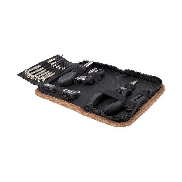 Set di attrezzi da 24 pezzi in plastica riciclata RCS con custodia in sughero Spike - cod. P104579