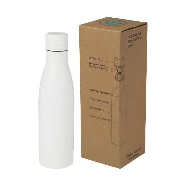Borraccia termica con isolamento sottovuoto in rame e acciaio inossidabile riciclato certificato RCS da 500 ml Va - cod. P100736