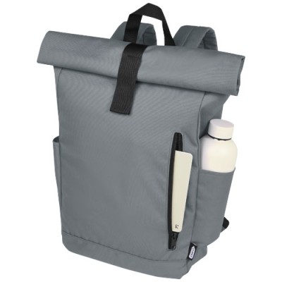 Zaino con chiusura arrotolabile per portatile da 15,6" in PET riciclato certificato GRS Byron 18L