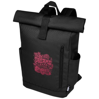 Zaino con chiusura arrotolabile per portatile da 15,6" in PET riciclato certificato GRS Byron 18L