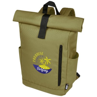 Zaino con chiusura arrotolabile per portatile da 15,6" in PET riciclato certificato GRS Byron 18L