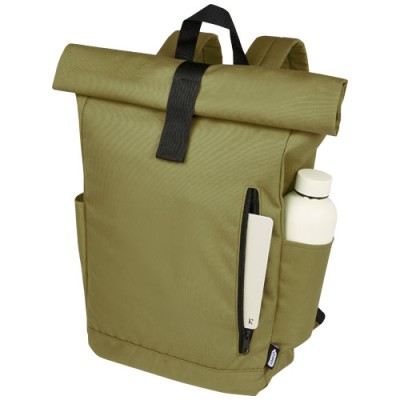 Zaino con chiusura arrotolabile per portatile da 15,6" in PET riciclato certificato GRS Byron 18L