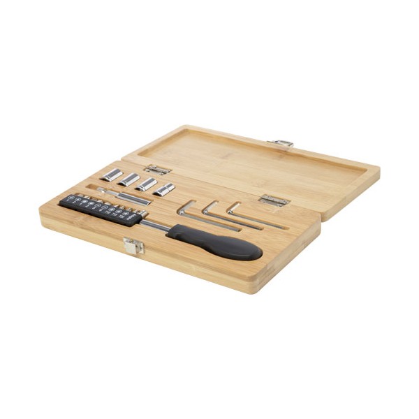Set di utensili in bambù/plastica riciclata da 19 pezzi Rivet - cod. P104578