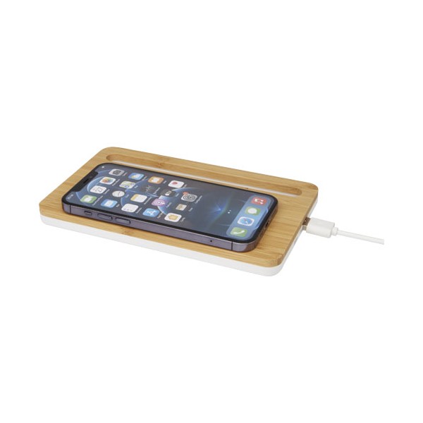 Caricabatterie wireless da 10 W in bambù Medake - cod. P124252