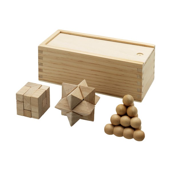 Set da 3 pezzi rompicapo in legno Brainiac - cod. P110029