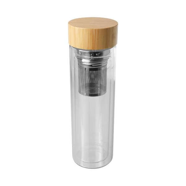 Borraccia con infusore in vetro borosilicato con coperchio in bambù da 400 ml Bailey - cod. P100810
