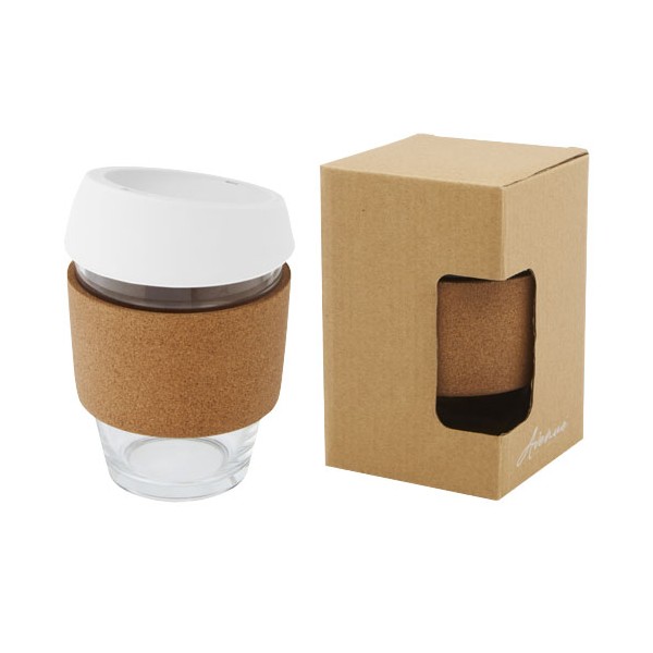 Bicchiere da 360 ml in vetro con impugnatura e coperchio - cod. P100665