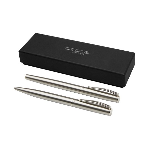Set con penna a sfera e penna roller in acciaio inossidabile riciclato Didimis (inchiostro nero) - cod. P107836