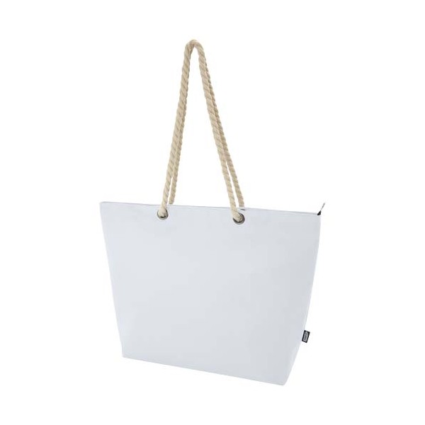 Tote bag termica da spiaggia in materiale riciclato certificato GRS con manici in corda Panama - 23L - cod. P130079