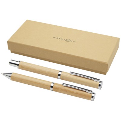 Set regalo con penna a sfera e penna roller in alluminio riciclato Apolys (inchiostro nero)