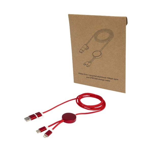 Cavo 5-in-1 in alluminio e plastica riciclata da 150 cm per la sincronizzazione dei dati e la ricarica rapida da  - cod. P124425