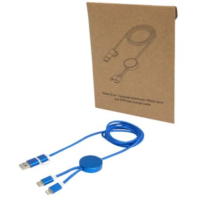 Cavo 5-in-1 in alluminio e plastica riciclata da 150 cm per la sincronizzazione dei dati e la ricarica rapida da 27 W Alasia