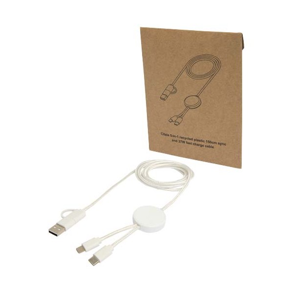 Cavo 5-in-1 in plastica riciclata da 150 cm per la sincronizzazione dei dati e la ricarica rapida da 27 W Citala - cod. P124428