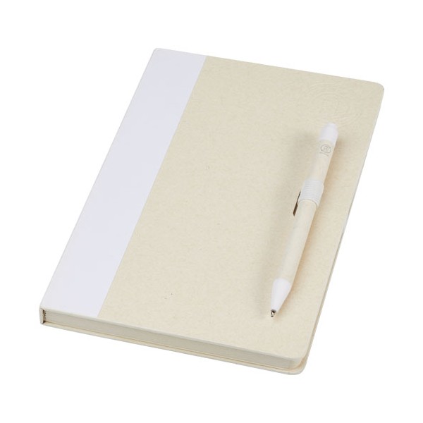 Set blocco note formato A5 e penna a sfera Dairy Dream realizzati con cartoni del latte riciclati - cod. P107811