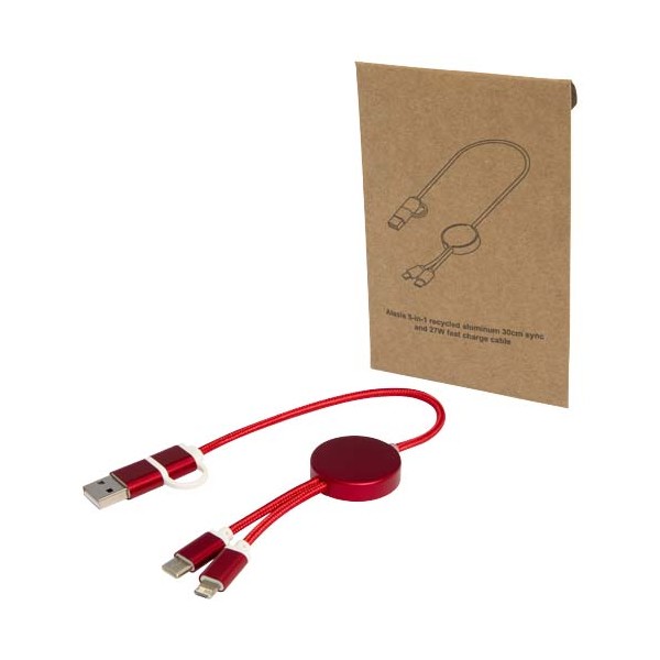 Cavo 5-in-1 in alluminio e plastica riciclata da 30 cm per la sincronizzazione dei dati e la ricarica rapida da 2 - cod. P124424