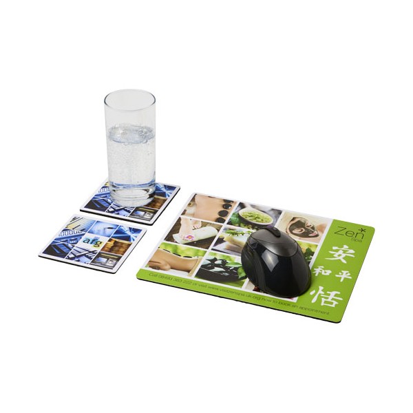 Set Q-Mat® 3 con tappetino per mouse e sottobicchieri - cod. P210598