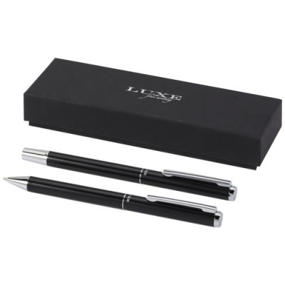 Set regalo con penna a sfera e penna roller in alluminio riciclato Lucetto (inchiostro nero)