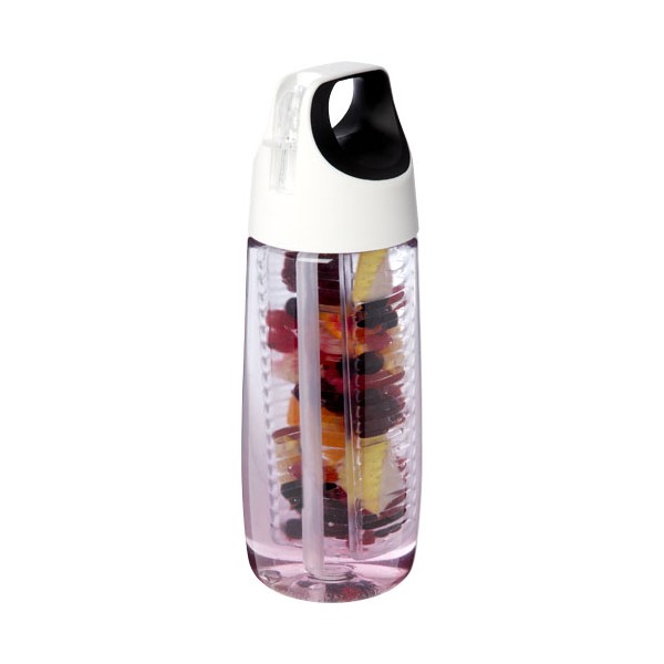 Borraccia sportiva in plastica riciclata da 700 ml con coperchio a scatto e infusore HydroFruit - cod. P100784