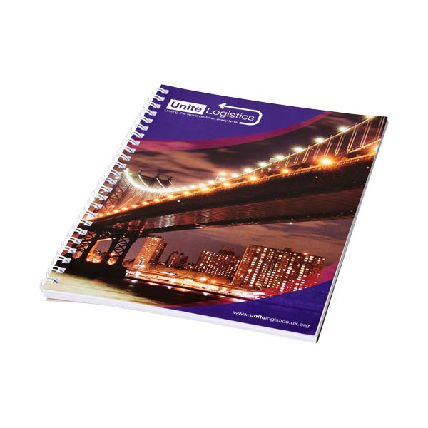 Blocco note a spirale A4 con copertina posteriore stampata Desk-Mate® - cod. P21292