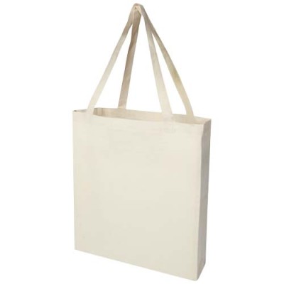 Tote bag a soffietto in cotone riciclato certificato GRS da 140 g/m² Madras