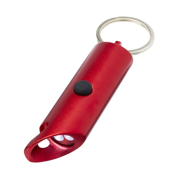 Portachiavi con torcia a LED e apribottiglie in alluminio riciclato IPX Flare - cod. P104574
