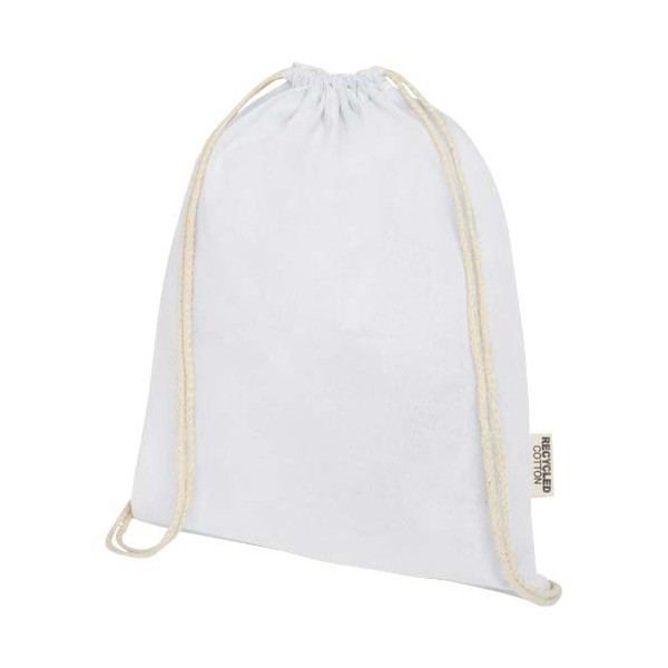 Borsa con cordoncino in cotone riciclato certificato GRS da 140 g/m² Oregon - cod. P120735