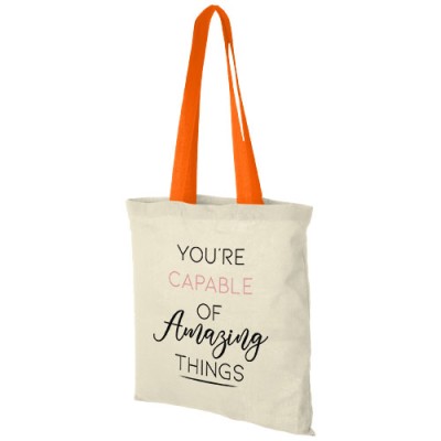 Shopper in cotone 100 g/m² con manici colorati Nevada - 7L