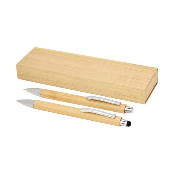 Set di penna a sfera e portamina in bambù Oblys (inchiostro nero) - cod. P107976