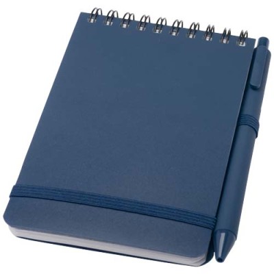 Blocco note formato A6 con copertina rigida in plastica recuperata in prossimità degli oceani e penna a sfera Thalaasa (inchios