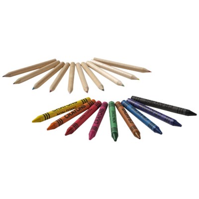 Set di matite e pastelli a cera colorati da 19 pezzi Lucky