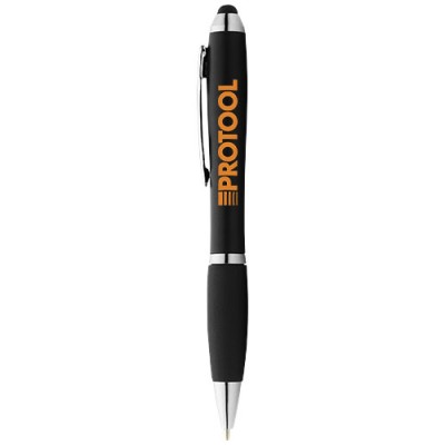 Penna a sfera con stylus e impugnatura nera Nash (inchiostro nero) Penna a sfera con stylus e impugnatura nera Nash (inchiostro nero)