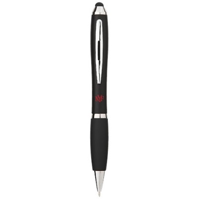 Penna a sfera con stylus e impugnatura nera Nash (inchiostro nero) Penna a sfera con stylus e impugnatura nera Nash (inchiostro nero)