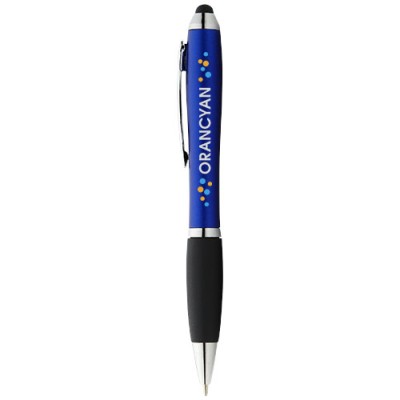 Penna a sfera colorata con stylus e impugnatura nera Nash (inchiostro blu) Penna a sfera colorata con stylus e impugnatura nera Nash (inchiostro blu)